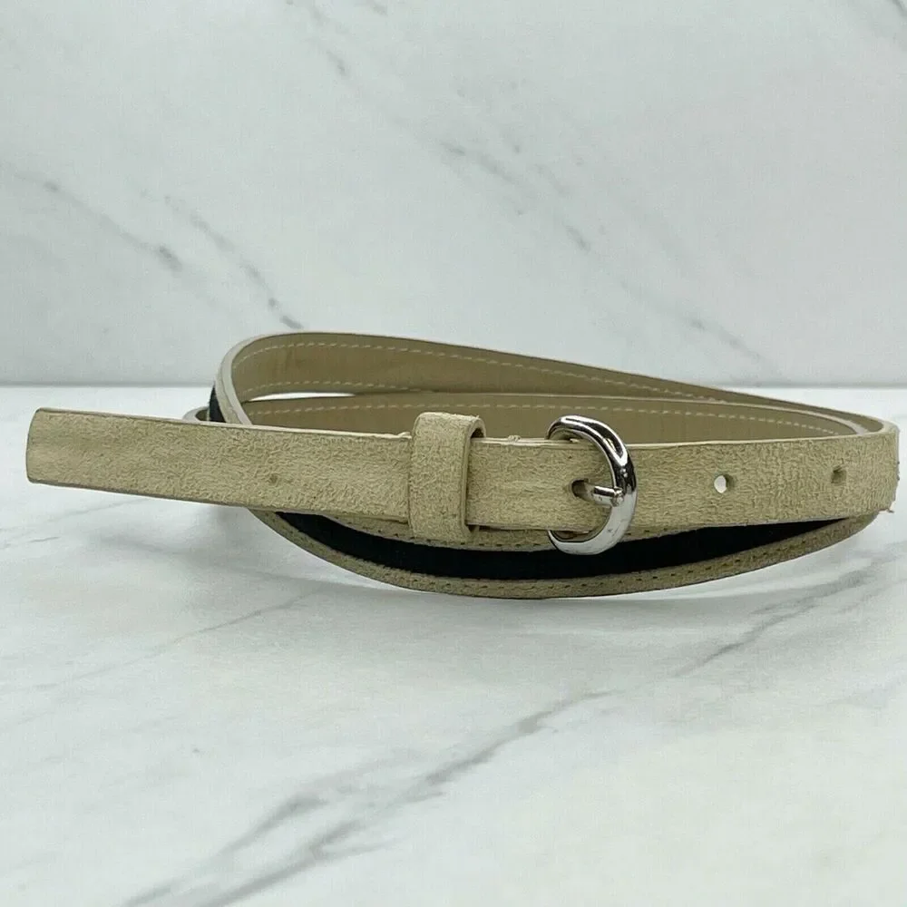 Ann Taylor LOFT Skinny Faux Suede Belt Silver Buckle Medium (M) ✨